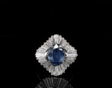 Vintage Sapphire & 3.50cttw Diamond 18k Gold Ballerina Ring Size Q1/2 Val $26520