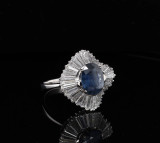 Vintage Sapphire & 3.50cttw Diamond 18k Gold Ballerina Ring Size Q1/2 Val $26520