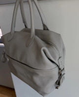 Auth. Fabiana Filippi Italy Pebbled Leather Grey Shoulder Bag