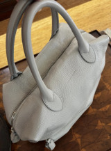 Auth. Fabiana Filippi Italy Pebbled Leather Grey Shoulder Bag