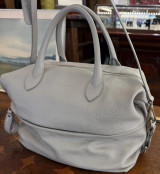 Auth. Fabiana Filippi Italy Pebbled Leather Grey Shoulder Bag
