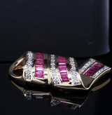 Vintage Pink Sapphire & Diamond 14k Yellow Gold Sliding Pendant Val $7340