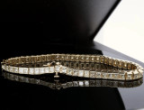 Vintage 7.28ct Princess Cut Diamond 14k Gold Tennis Bracelet 18.5cm Val $17005