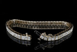 Vintage 7.28ct Princess Cut Diamond 14k Gold Tennis Bracelet 18.5cm Val $17005