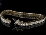 Vintage 7.28ct Princess Cut Diamond 14k Gold Tennis Bracelet 18.5cm Val $17005