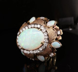 Vintage 18k Gold Solid Opal & 0.96ct Diamond Cocktail Ring 20.4g Sz M Val $15430