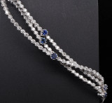 Sapphire & 2.00ct Diamond Set 18ct White Gold Tennis Bracelet 15.5cm Val $15950