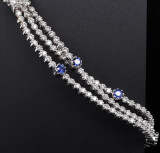 Sapphire & 2.00ct Diamond Set 18ct White Gold Tennis Bracelet 15.5cm Val $15950