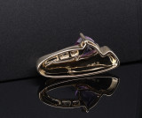 Vintage 14ct Gold Amethyst Opal & Diamond Sliding Pendant Val $4330