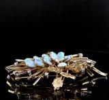 Vintage Large 14ct Gold Opal & Diamond Floral Spray Brooch 26g Val $15500