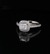 Vintage 14K White Gold 1.38cttw Si Princess & Diamond Halo Ring N1/2 Val $8640