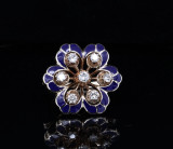 Vintage Enamel & 0.70cttw Diamond 14k Gold Ring Size K Val $7940
