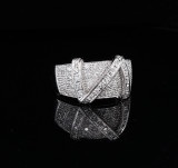 Vintage 14k White Gold 0.62ct Pave Set Diamond Ring Size P1/2 Val $2750