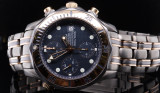 2001 OMEGA Seamaster Chronograph Titanium Blue Wave Watch Box & Docs 2296.80.00