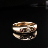 Antique Australian 18K Gold Gypsy Garnet & Old Cut Diamond Ring Sz R1/2 V. $5625