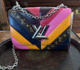 Auth. 2017 Louis Vuitton Multi Coloured Twist MM Cross Body Bag M54724