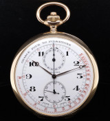 Rare Antique Longines Doctors Chronograph 18K Gold O/F Pocket Watch