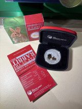 Auth. 2011 Silver Gilded Edition .999 1 Oz Lunar Rabbit Coin & Case