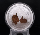 Auth. 2011 Silver Gilded Edition .999 1 Oz Lunar Rabbit Coin & Case