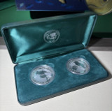 Auth. Vintage 1999/2000 Silver .999 1 Oz x2 Kookaburra Coin & Case