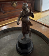 Old Burmese Bronze Monk Early 1900s On Wooden Base