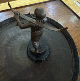 Old Burmese Bronze Monk Early 1900s On Wooden Base