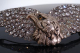Huge Vintage Rhinestone Eagle Brooch 18cm Wide Base Metal Statement Piece