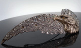 Huge Vintage Rhinestone Eagle Brooch 18cm Wide Base Metal Statement Piece