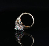 Vintage Emerald & G Vs Diamond 18k Yellow Gold Cluster Ring Size M Val. $9835