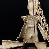 Vintage Polcini Gold Tone Pierrot Clown Pendant Necklace Costume Jewellery