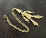 Vintage Polcini Gold Tone Pierrot Clown Pendant Necklace Costume Jewellery