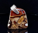 Australian Boulder Opal Pendant Sterling Silver Bail Natural Ironstone Matrix