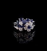 Vintage Platinum Sapphires & H Vs Diamond Dress Ring Size L1/2 Val $6670