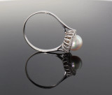Vintage 14k White Gold Cultured Pearl & H Si Diamond Halo Ring Size W Val $3650