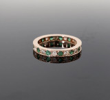 Vintage 14k Rose Gold Emerald Diamond All The way Around Ring Size M Val $5850