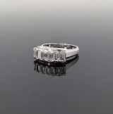 Vintage 1.38ct G Vs Set Emerald Cut Diamond Platinum Ring Size K1/2 Val $7890