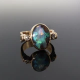 Vintage Handmade Monster Image in Opal 22k Gold Dress Ring Size S Val $8900