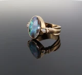 Vintage Handmade Monster Image in Opal 22k Gold Dress Ring Size S Val $8900