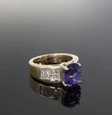 Vintage 3.33ct Tanzanite & G Vs Diamond Set 18k Gold Ring Size N Val $12640