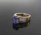 Vintage 3.33ct Tanzanite & G Vs Diamond Set 18k Gold Ring Size N Val $12640