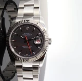 Auth. 2008 Rolex Datejust Turn O Graph Steel Watch + Box & Docs Ref 116264