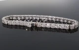 13.69ct Diamond Set 14k White Gold Tennis Bracelet 18cm Long Val $19540