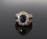 3.37ct Australian Sapphire 1.80ct G-H Vs Diamond 14k Gold Ring sz P Val $15150