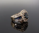 3.37ct Australian Sapphire 1.80ct G-H Vs Diamond 14k Gold Ring sz P Val $15150