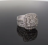 Vintage 3.98cttw Diamond Cluster 14ct White Gold Ring 13.24g size P Val $11120