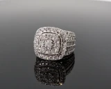 Vintage 3.98cttw Diamond Cluster 14ct White Gold Ring 13.24g size P Val $11120