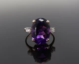 Vintage 10.8ct Amethyst & Diamond 14k Gold Ring size U Val $5260