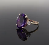 Vintage 10.8ct Amethyst & Diamond 14k Gold Ring size U Val $5260