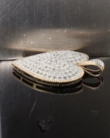 Superb 14ct Gold 2.00ct Pave Set Diamond Puff Heart Pendant Val $7050