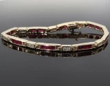 5.5ct Ruby & 0.64ct Diamond 14ct Gold Line Bracelet 19cm Long Val $15045